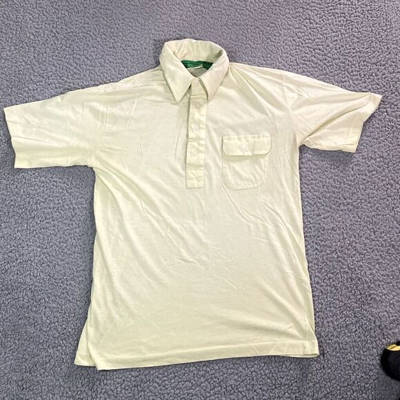 Vintage On Course Golf Polo Shirt Men's Yellow Pocket Short Sleeve Medium - Picture 1 of 6